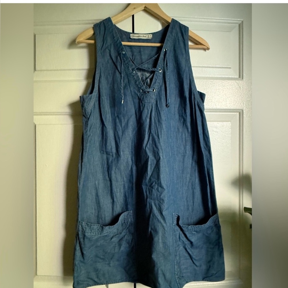 Abercrombie & Fitch Denim Lace Up Dress Sz S Americana Western Cowgirl Concert